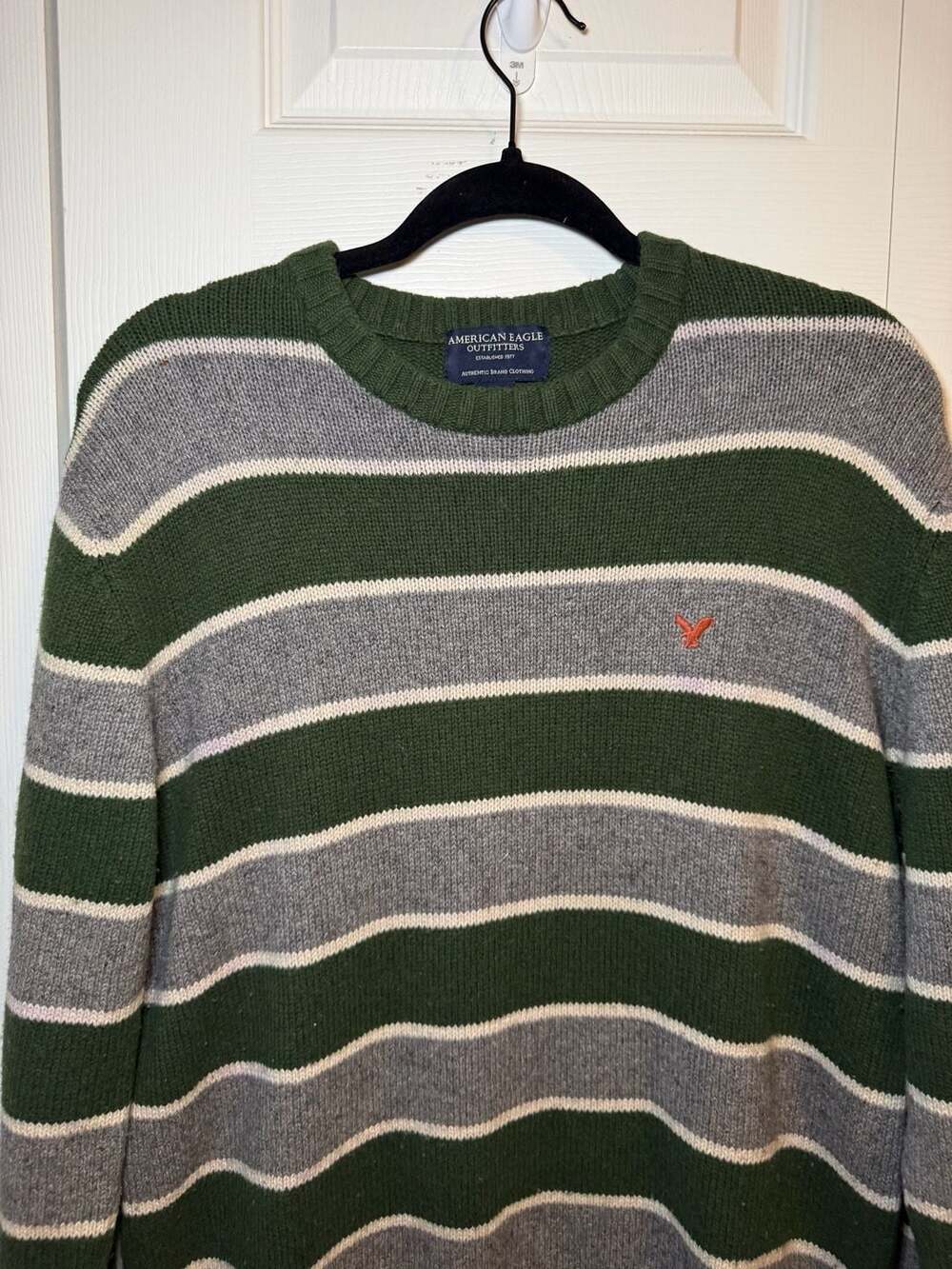 American Eagle Outfitters Sweater Size M Green Gray Striped